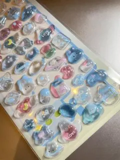 うるちゅる ボンボンドロップ風シール　ぷっくりクリア シール　うさぎ　ミルク