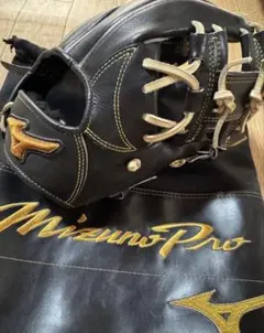 MizunoPro 軟式グローブ サケビ ブラック☓コルク グラブケース、箱