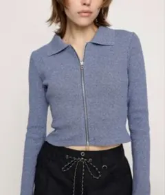 ZIP UP CUT RIB TOPS ジップ アップ カット リブ トップス