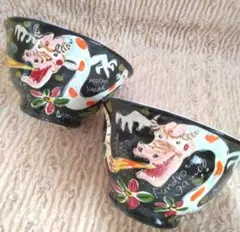清時代 雍正御制 珐琅彩 描金瑞兽 茶碗二客セット 骨董品 時代物 旧家