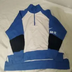 US古着ナイキ ハーフジップスウェット 2XL 青 白 Nike オーバーサイズ
