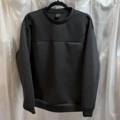 黒 ポケット付き クルーネック トレーナー