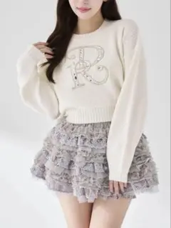 ♡ ダーリッチ Darich ♡ リボンビジューアメスリニットトップス