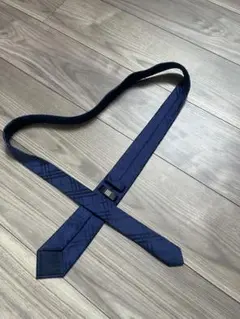 美品　スーツセレクト　ネクタイ　ネイビー　ダーク　スリム　チェック　クラシック