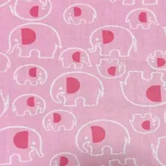 ビンテージ生地 ピンクの象さん 90×62cm コットン はぎれ 焼け染みあり
