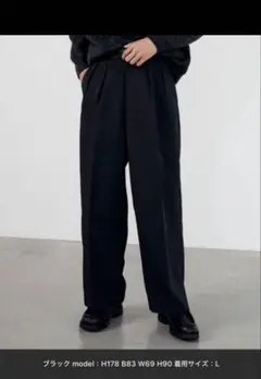 【美品】HIGH TWISTED GABA WIDE TUCK SLACKS