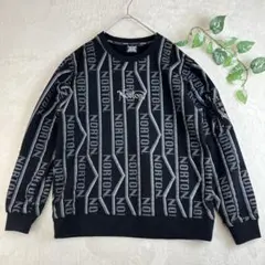 Norton ノートン 裏起毛 トレーナー スウェット 総柄 刺繍 黒 XLのサムネイル