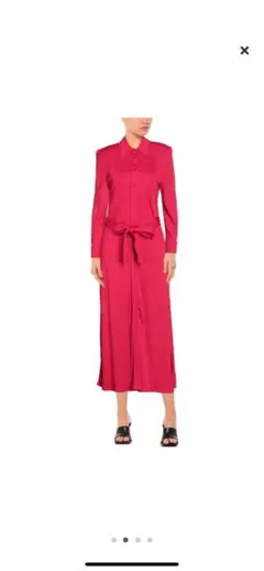 PINKO 赤 長袖 ロングワンピース