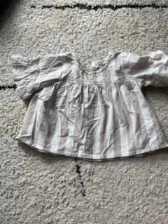 ストライプ柄 フリル袖トップス