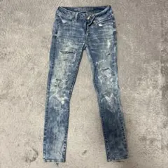スキニーデニム US 0 ダメージ加工
