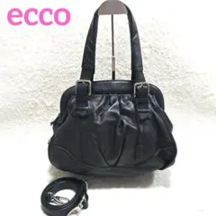 ecco 黒 レザーハンドバッグ 取り外し可能ストラップ エコー 2wayのサムネイル