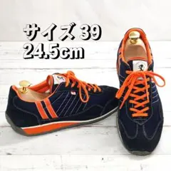 【美品】PATRICK パトリック スタジアム ネイビー×オレンジ 24.5㎝