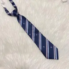 【ネクタイY09】紺色　小花柄　つけネクタイ　スクールネクタイ