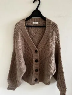 スピックアンドスパン　ケーブルニット カーディガン