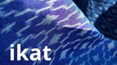 青玉虫色　綿布地　素材　イカット　幾何学模様　青地