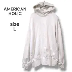 AMERICAN HOLIC　パーカー　プルオーバー　L　オフホワイト　綿　古着