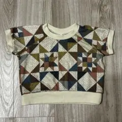 しまむら soft cheese 2025ss パッチワークトップス 80cm