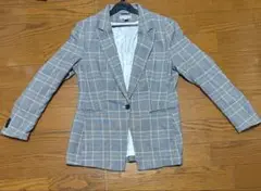 H &M グレー系チェック テーラードジャケット