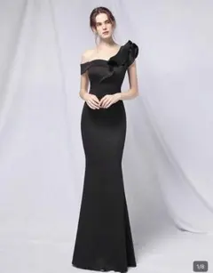 ブラックドレス オフショル 前撮り ウェディング 披露宴　結婚式　二次会