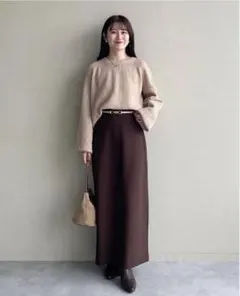 新品未使用【mysty woman】ストレッチスカートブラウンフリーサイズのサムネイル