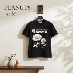 PEANUTS ピーナッツ 半袖シャツ M スヌーピー 65周年 ブラック