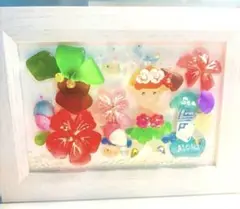 シーグラス天然石アート　南の島のフラガール♡