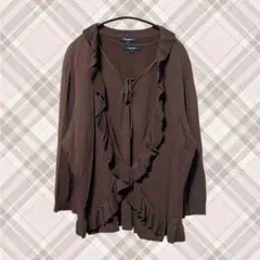 美品 バーバリーロンドン フリル カーディガン 刻印 セット ロゴ ブラウン