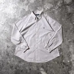 古着 ポロ バイ ラルフローレン ストライプシャツ 長袖 2XL ピンク