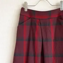 LAUTREAMONT ひざ丈スカート チェック柄 毛100% ポケット ウール