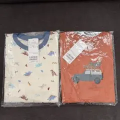 【新品】プティマイン ロンT 長袖トップス　110 車　恐竜　カラフル　オレンジ