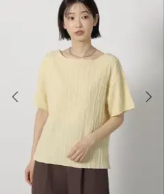 表面感のある素材 半袖プルオーバー イエローのサムネイル