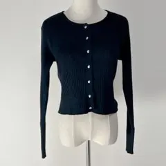 ❁earth music&ecology シルバープチ釦リブニットカーディガン