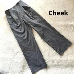 Cheek チーク ストレート パンツ グレンチェック タック入 グレー