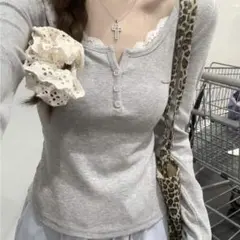 レディース　長袖　グレー