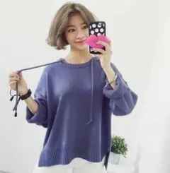 新品！フード付き♡ニットパーカー/F