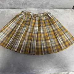 branshes イエロー系チェック柄プリーツスカート 130