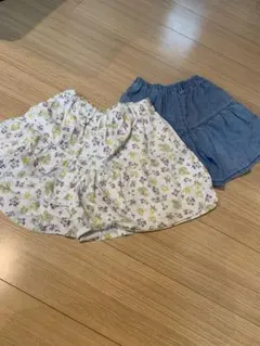 花柄とデニムキュロット　2点セット