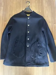 【古着】ネールカラーコート 黒×ネイビー