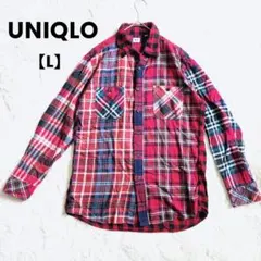 ユニクロ フランネルチェックシャツ X'masカラー✨ ネルシャツ【L】