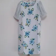 美品♡ MERCURYDUO 花柄 半袖 ブルーグレー ワンピース