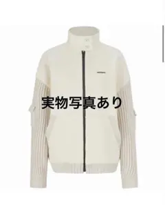 andwang Classic Fleece Knit Zip Up ivory