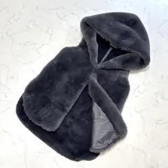 【極美品】 パシオーネ ファーベスト フェイクファー ジレ フード付 38