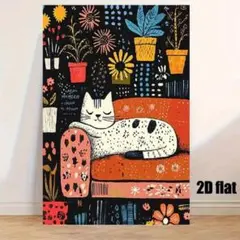 ポスター　インテリア　眠る白猫　3040　キャンバスアート　ウォールアート