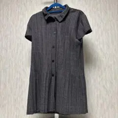 リブ編みストライプ半袖チュニック　美品　LL位