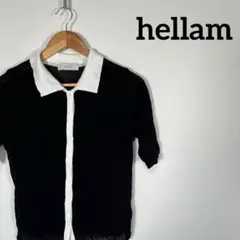 hellam 襟付き ニットポロ バイカラー シアー トップス　Fサイズのサムネイル