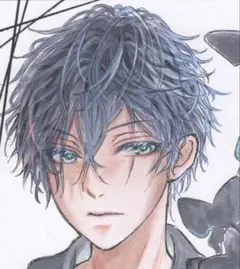 け*い様 手描き イラスト アナログ 色紙 オリジナル 男の子