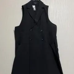 新品未使用品　トレンドダブルブレスト　超ロングベストコート　黒　M コスプレ