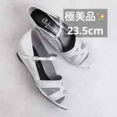 極美品✨現行品　アルテミスbyダイアナ オープントゥ ウェッジソール　シルバーのサムネイル