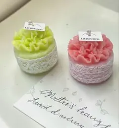 カーネーション　キャンドル　2個セット　ピンク×ライトグリーン