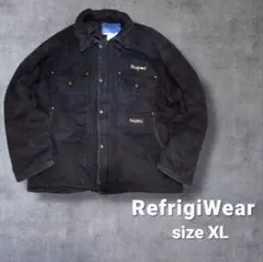 90s RefrigiWear ワークジャケット XL ダック地 黒 ロゴ 防寒
